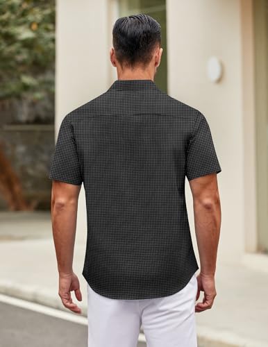 Image of COOFANDY Mens Short Sleeve Casual Button Down Shirts Summer Untucked Dress Shirts with Pocket