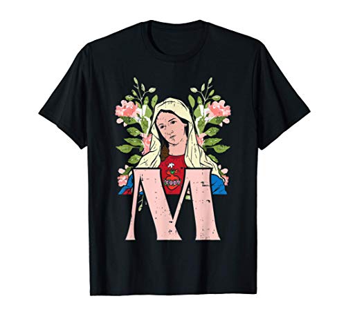 M Mary Virgin Sacred Heart Jesus Religious Catholic Gift Maglietta