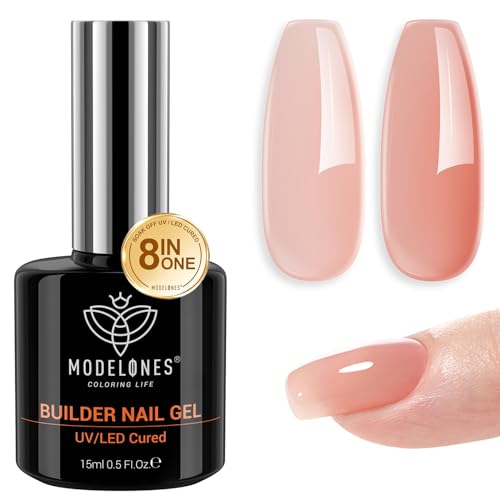 modelones Builder Nail Gel, 8-in-One Sheer Nude Pink Builder, Apricot