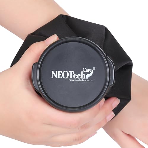 Poche de glace NEOtech Care - Vessie cryothérapie - Premiers soins - Couvercle vissable (Noire, 12cm diamètre)