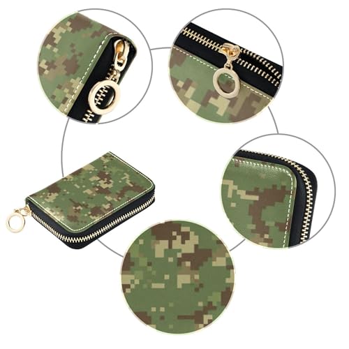 Camouflage Green Beige Brown Women's Wallet Leather RFID Blocking Card Holder Cute Small Travel Cash Wallet with Coin Pocket4