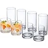 Amazing Abby - Probity - 12-Ounce and 16-Ounce Plastic Tumblers (Set of 8), Plastic Drinking Glasses, All-Clear Reusable Plastic Cups, BPA-Free, Shatter-Proof, Dishwasher-Safe