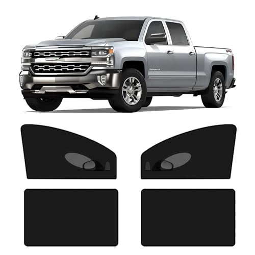 Icytrip Car Window Screen Shades for Chevrolet/Chevy Silverado 1500 2500 3500 Crew Cab Truck 2019-2025 Pickup Camping 4-Door Bug Mosquito Net,Breathable Mesh Netting for Front and Rear Side Window