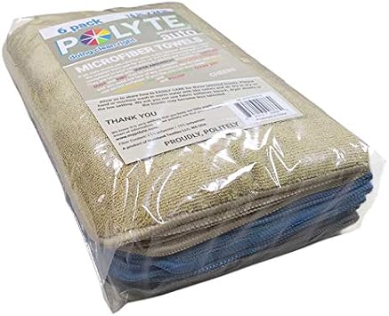 Polyte Multi-Purpose Microfiber Cleaning Towel 340 gsm, 16x24 in, 6 Pcs
