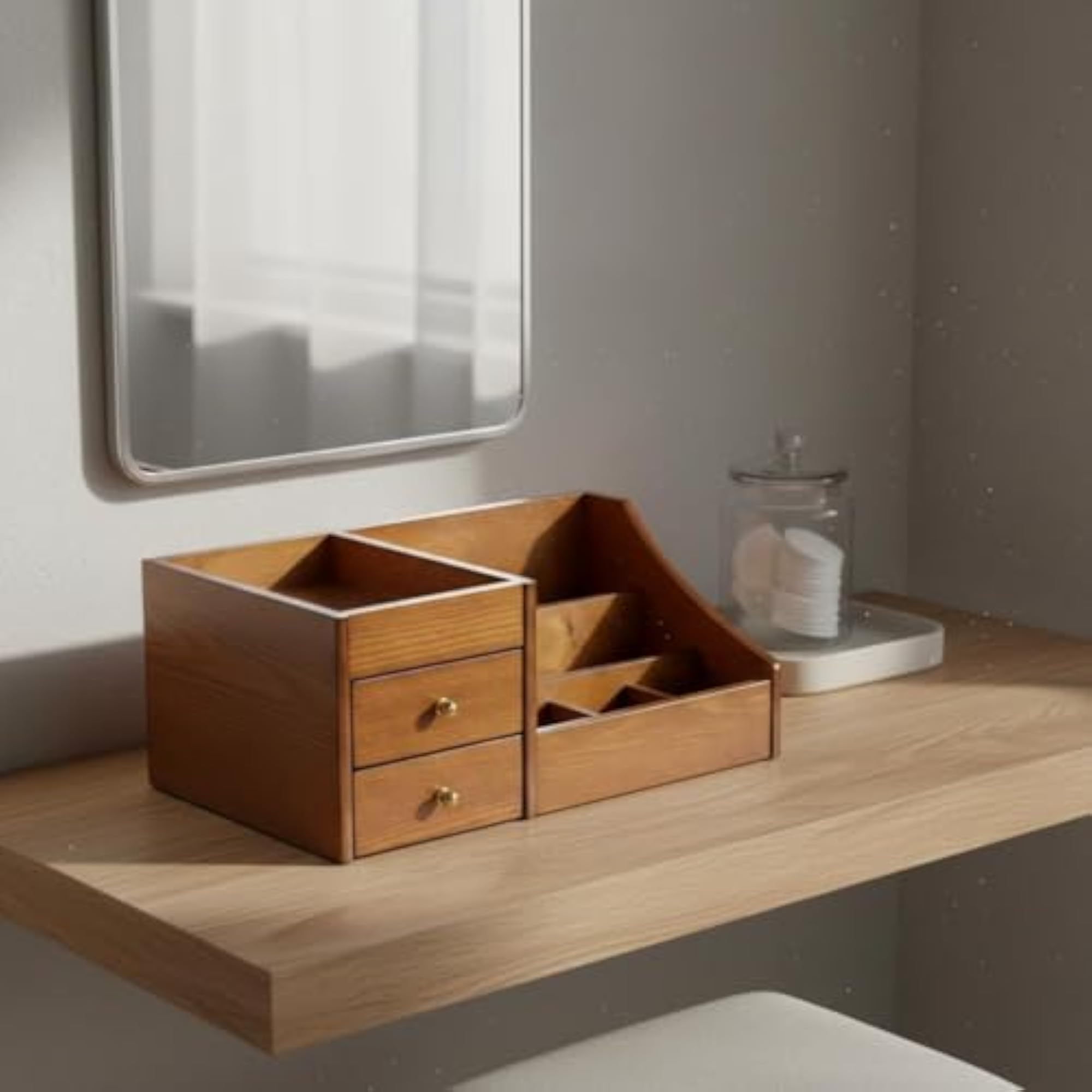 Space-Saving Wooden Makeup Organizer