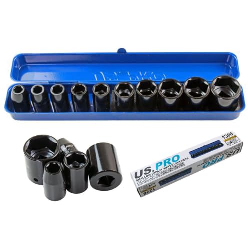 Image of US PRO 10pc 1/2"dr Shallow Impact Socket Set Metric MM B1396