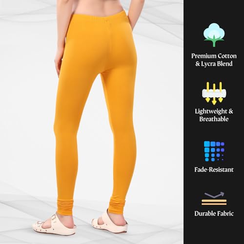 Image of TRASA Ultra Soft Cotton 4 Way Stretchable Churidar Solid Regular and Plus 20 Colours Leggings for Womens and Girls -Sizes :-M, L, XL, 2XL, 3XL, 4XL, 5XL, 6XL