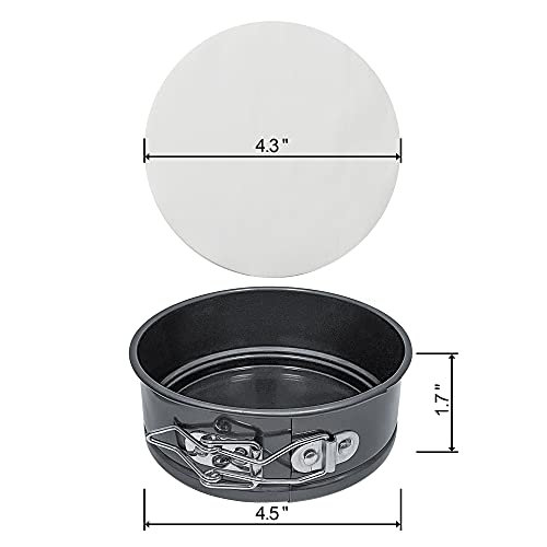 Awtbdp 4.5-Inch Springform Cake Pan Set - Pack Of 5 With 100 Pcs Parchment Paper, Nonstick Round Baking Pans With Removable Bottom, Cake Pans For Mini Cheesecakes, Pizzas And Quiches #TOP1