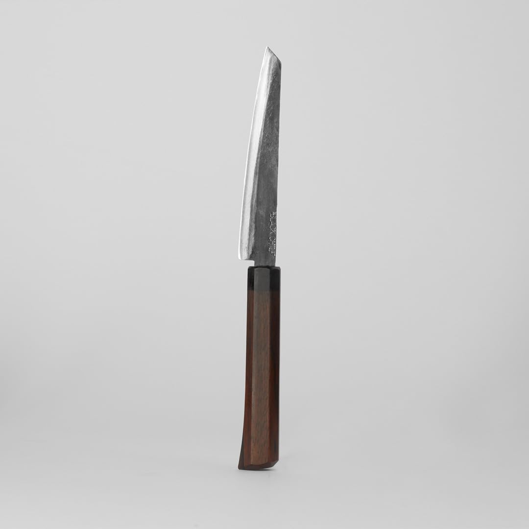 Steakmesser für Steak, Fleisch, Geflügel und Schinken | Griff: Eisenholz | 12 cm Carbonstahl Klinge | BBQ Messer für Fleisch | Grillmesser mit glatter Klinge | SCOTCH-BONNET-12