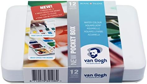 Van Gogh Watercolor Paint Set, Plastic Pocketbox, 12-Half Pan General Selection