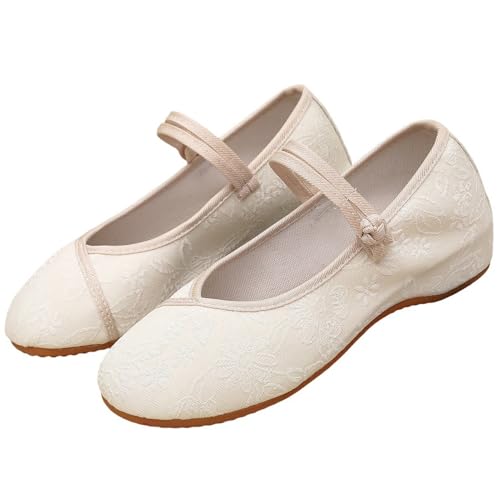 Slip On Shoes Vintage Womens Flats Buckle Embroideried Mary Janes