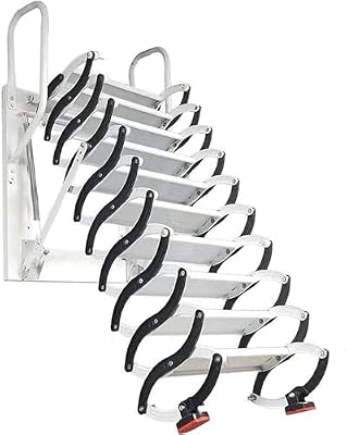 Concertina Loft Ladder Alloy Attic Access Ladder Wall Mount Loft Ladder Carbon Steel Attic Stairs Indoor and Outdoor Folding Telescoping Ladder Can Bear 660lb (2)