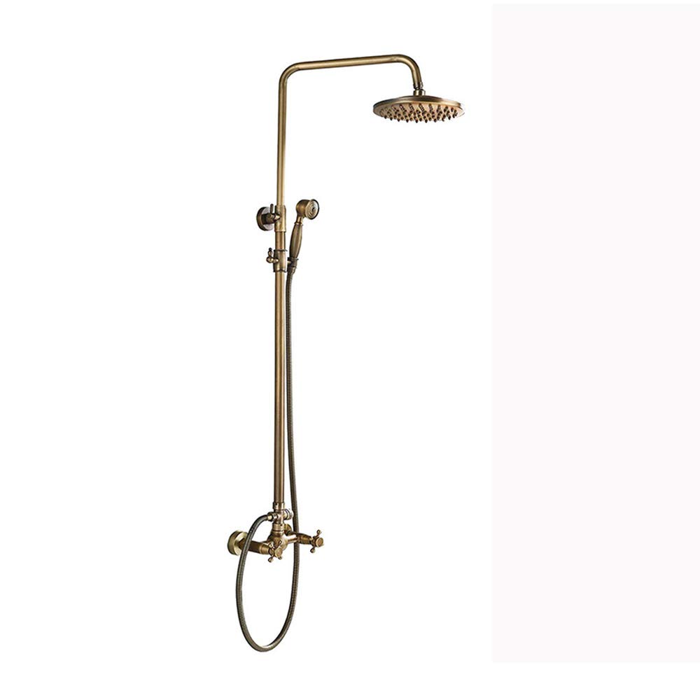 Mitigeur de Douche de Luxe Vintage en Laiton Antique avec Pomme de Douche Effet Pluie
