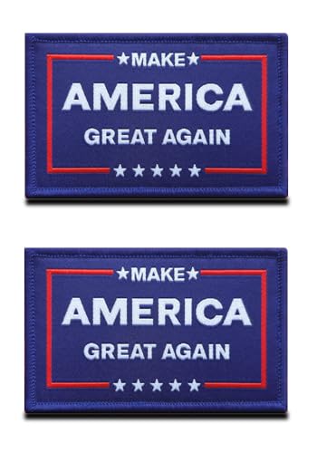 Lot de 2 écussons tactiques « Make American Great Again » Trump 2024 - Pour vêtements, sac à dos, uniforme, gilet, harnais pour chien, tactique, extérieur, motard - Décoration