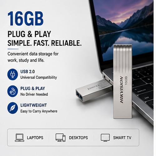 Image of HIKVISION M225 16GB USB 2.0 Metal Pen Drive | Compact & Durable Flash Drive for Laptop and PC