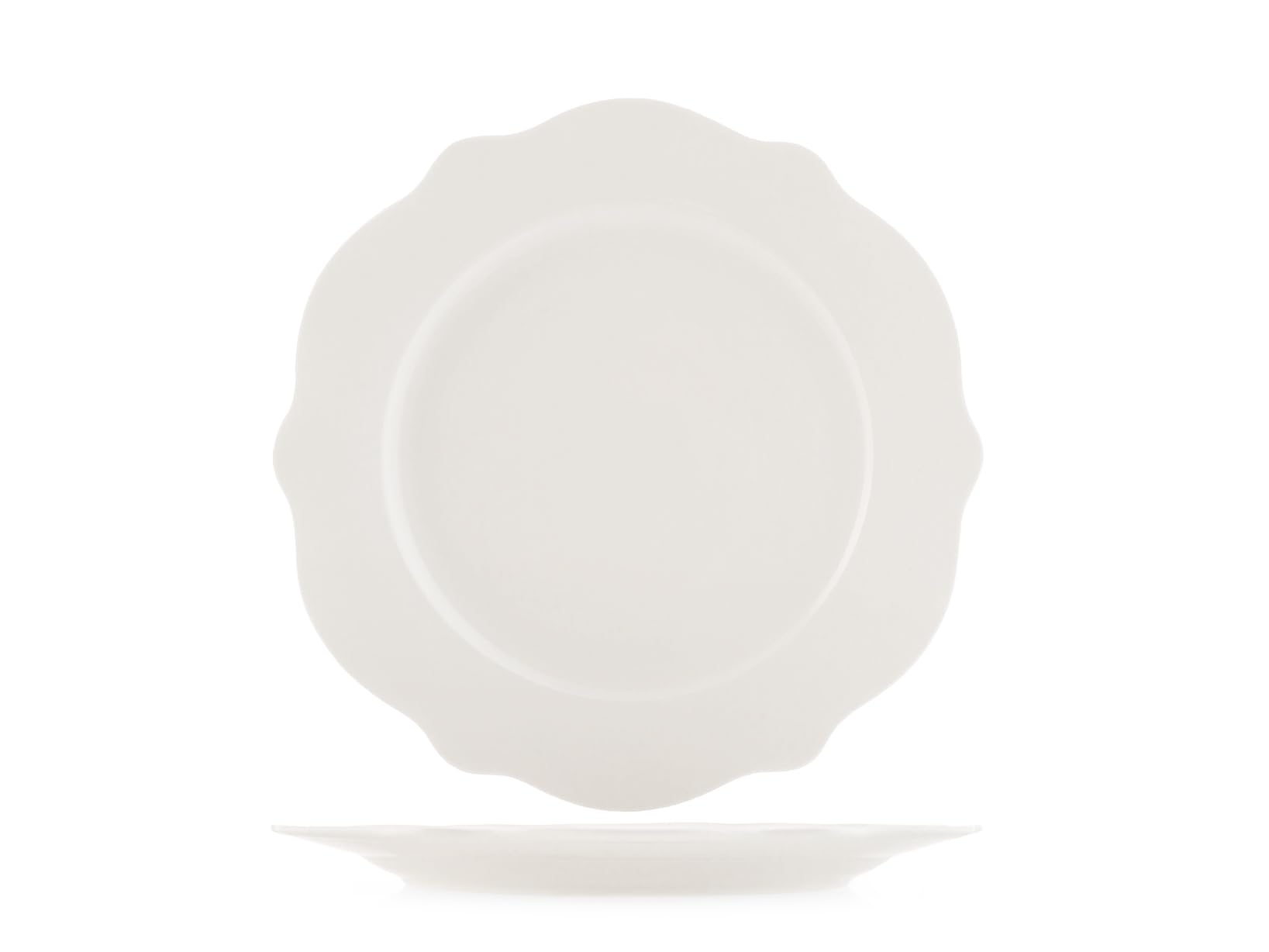 H&H 6 Festooned Dinner Plates Blanc In New Bone China Ivory 27 Cm