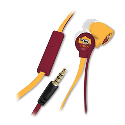 Techmade Écouteurs avec micro et bouton de commande Motif AS Roma Noir