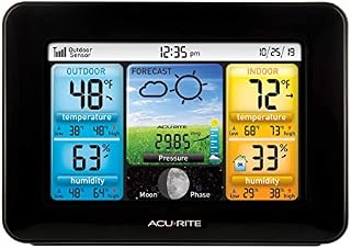 AcuRite 02077 Color Weather Station Forecaster with Temperature, Humidity, (02077M), Black