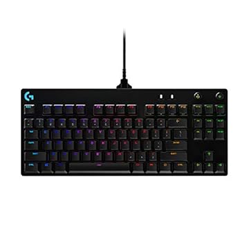 Teclado Mecânico Gamer Logitech G PRO com Layout US, RGB LIGHTSYNC, Design TKL, Cabo Destacável e Switch Exclusivo GX Blue Clicky
