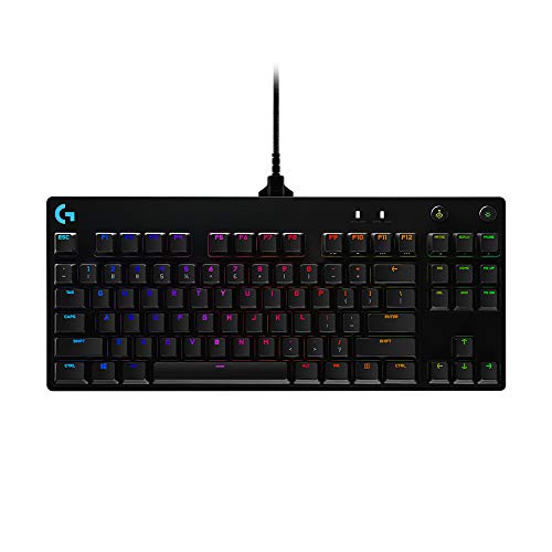 Logitech G PRO Clavier gaming mécanique, conception ultra-portable sans pavé numérique, câble micro-USB détachable, touches rétroéclairées LIGHTSYNC RVB 16,8M de couleurs, AZERTY FR, PC/Mac – Noir