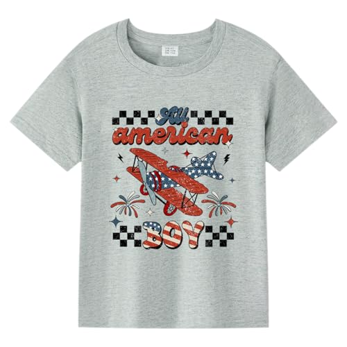 Image of Fourth of July Boys Shirts All American Boy Toddler Tees Girls Patriotic Tops Outfit 4T