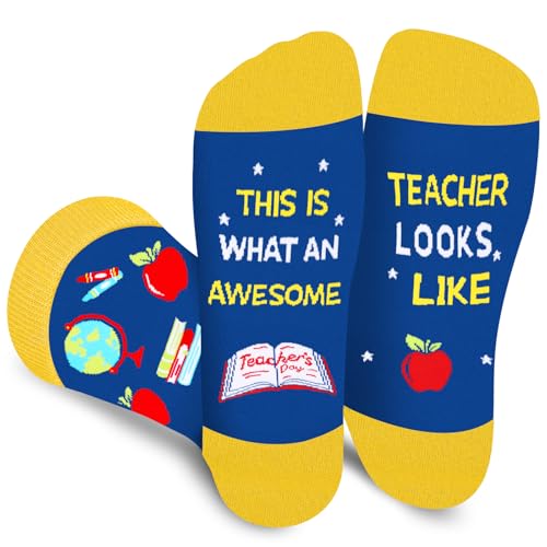Funny Best Teacher Socks for Teachers Men Women - Novelty Odd Nerd Socks Gifts for Professor from Student - Fun Funky Chemistry Birthday Christmas Graduation Thank you Gifts Presents Stocking Fillers