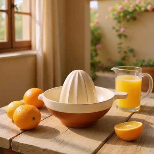 Dexam 16050623 Porto Terracotta Ribbed Juicer-Stone, White