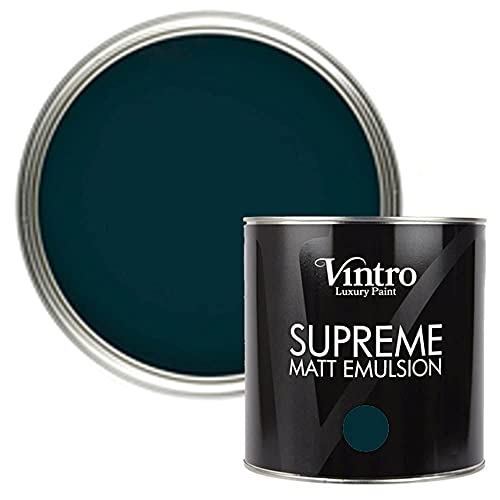 Vintro | Luxury Matt Emulsion | Smooth Chalky Finish | Multi Surface Paint | for Walls, Ceilings, Wood and Metal | (Hackfall - Dark Green, 1 Litre)