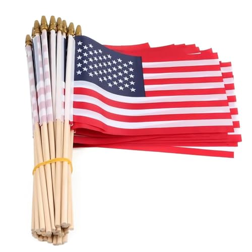 12 Pack Small American Flags on Stick 5x8...