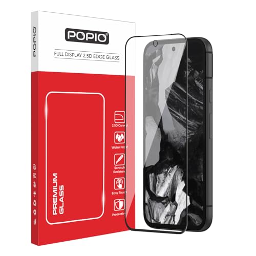 Image of POPIO Tempered Glass Screen Protector Compatible for Google Pixel 8A (Black) with Edge to Edge Coverage and Easy Installation kit