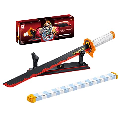 RNNTK 790Pcs Espada Demon Slayer Bloque de construcción de Modelos de Empalme,27in Samurai Sword Set con Vaina y Soporte,Espadas de Anime para Cosplay-A 68.8x15cm(27x6inch) Cover
