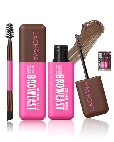 2 Pack Brow Gel, Eyebrow Tint and Setting 2-in-1 Fluffy Volumizing Brow Mousse, Waterproof All Day Hold Eyebrow Gel with Brush For Natural Full-Looking Eyebrow...