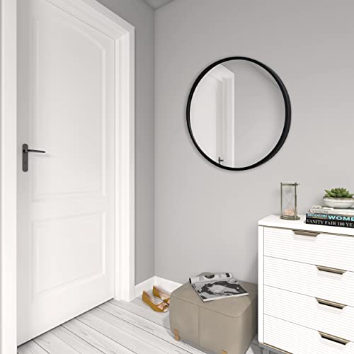 Zenmag Round Wall Mirror, 24" Metal Framed Round Mirror, Large Bathroom Circle Mirror, Decorative Large Black Round Wall Mirror For Living Room, Bedroom, And Foyer #TOP6