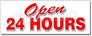48" Open 24 Hours Decal Sticker Service Store Restaurant bar