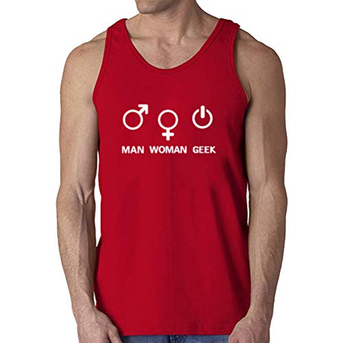 Men's Gender Symbols Men Women Geek Funny Game Tank Top (Red,XS)