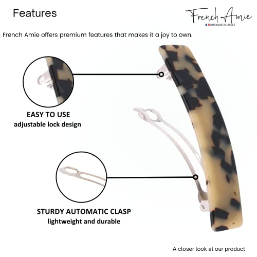 Pasador de cabello automatico celuloide caparazon de tortuga 3.5 pulgadas agarre fuerte rectangular 4