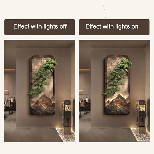 Décoration murale en grès texturé 3D avec éclairage LED télécommandé pour salon moderne