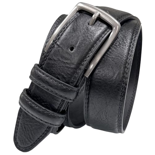 Men's Vegan Faux Leather Belt Classic Work Business Dress Belt 1-3/8