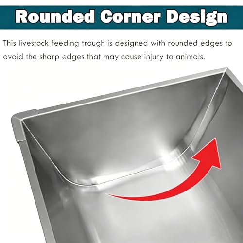 Comedero de acero inoxidable para ovejas y ganado resistente de 100cm 5