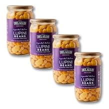 DeLallo Lupini Beans, Grown and Harvested in Italy, Nutty Flavor, Creamy Texture, Preservative Free, Non-GMO, Kosher, Gluten-Free, Vegan, High in Protein, 25.4 oz Jar, 4 Pack