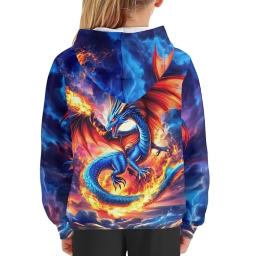Image of WELLFLYHOM Boys Hooded Sweatshirts Hoodie Pullover Cool Graphic Crewneck Blouses Size 6-16