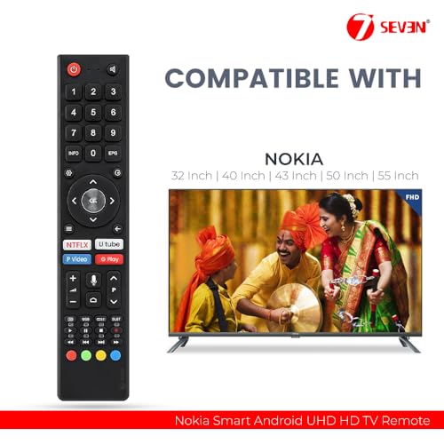 Image of 7SEVEN Compatible for Nokia Smart Tv Remote Original Suitable for Android 4k LED UHD HD Nokia Tv Remote with Voice Command and Google Assistant Plus 4 OTT Hotkeys - Pairing Must