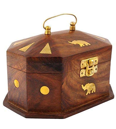 Boscaiola24Kingsman store Wooden Mini Jewellery Box for Women Jewel Organizer Elephant Decor, 6 Inches