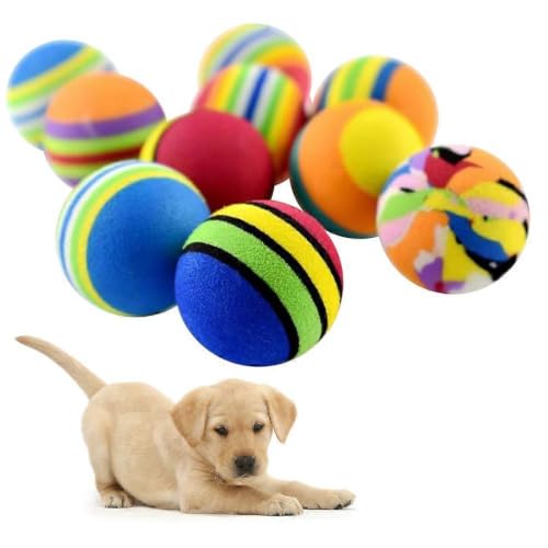 JOYHAPPST 10 Stück 42 mm Haustier-Spielzeugbälle, Hundespielzeug, Welpen, EVA-Tennisball, Zahnreinigung, Spielzeug, Training, Beißen (zufälliger Stil)-3