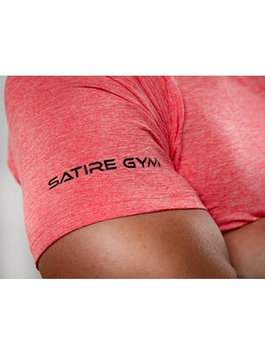 Foto von Satire Gym Shirt Herren Sportshirt Kurzarm atmungsaktiv | Funktionsshirt | Bodybuildung T-Shirt als Activewear & Sportbekleidung Männer für Crossfit, MMA, Laufen (Rot Meliert, S)