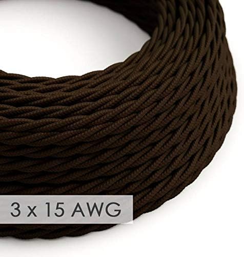 Extension Cord - Twisted Brown Rayon TM13-15/3 AWG - 50ft