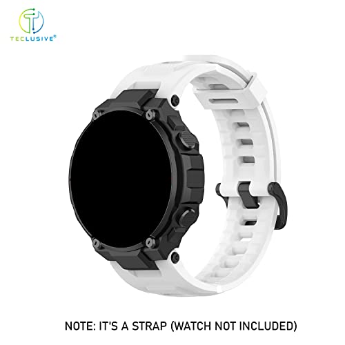 Image of T TECLUSIVE Soft Silicone Strap Band Compatible with Amazfit T-Rex /Amazfit Trex Pro | Adjustable Silicone Rubber Band with Installation Tools for T Rex Pro (White)