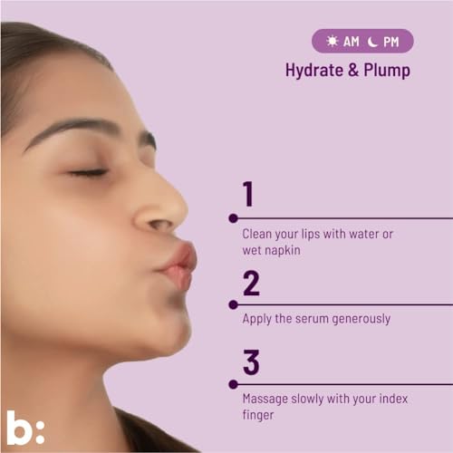 Plump Lip Serum for Lip Plumping, Glow & Hydration | with Hyaluronic Acid, Vitamin C & Vitamin E from Rosehip & Avocado | Lip Oil Roll-On for Men & Women | 100% Natural, 10ml