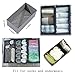 Bructhun Sock Drawer Organizer 3 Pack - Collapsible Fabric Storage Bins for Underwear Divider, Small Closet Organizers with 3 Compartments, Gray