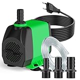 SongLong Pompe de Fontaine Ultra Silencieuse 60W 3000 L/H | Protection Contre la Surchauffe & Câble 3m | Idéale pour Fontaine de Jardin, Bassin, Installations Hydroponiques